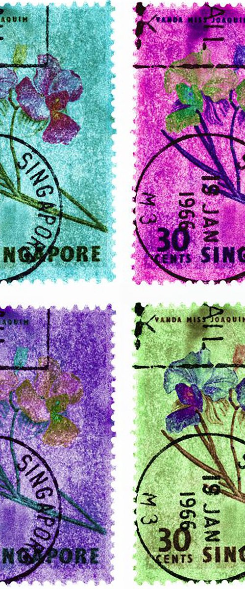 Singapore Stamp Collection '30 Cents Singapore Orchid (Multi-Colour Mosaic) III' by Richard Heeps