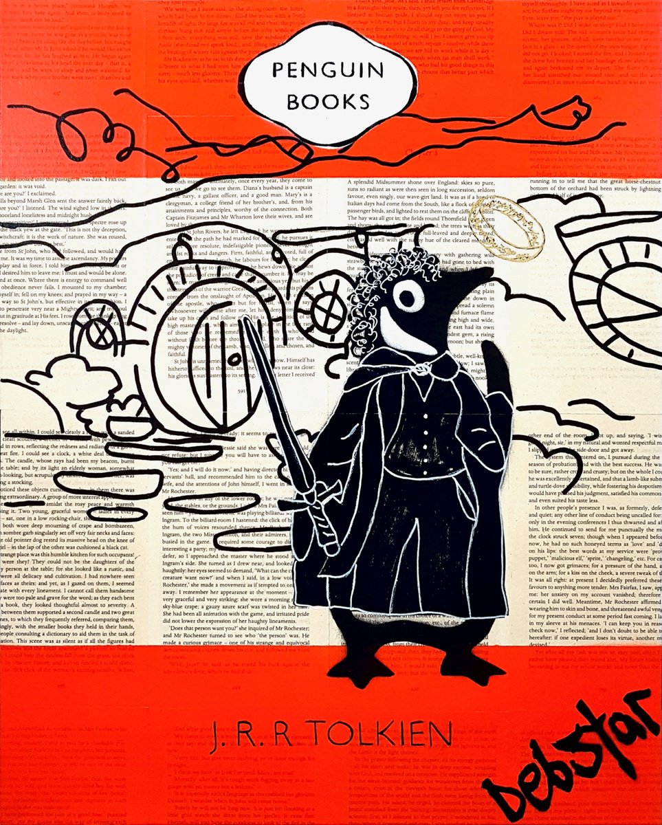 Urban And Pop Acrylic Painting , Penguin Books Lord Of The Rings By Deborah Lang, 16 X 20, Artwork For Sale On Artfinder