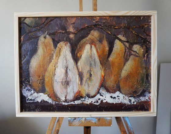 Pears (hot wax on OSB)