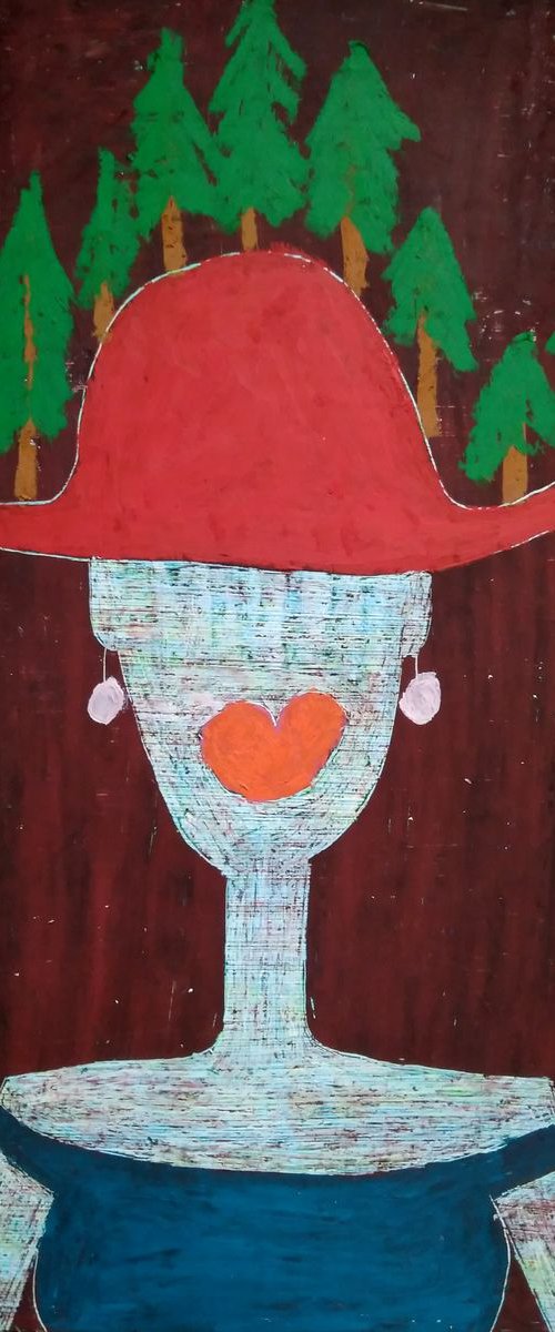 Lady with fir trees by Ann Zhuleva