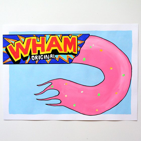 'Wham Bar' Retro Sweets Pop Art Painting On Unframed A3 Paper