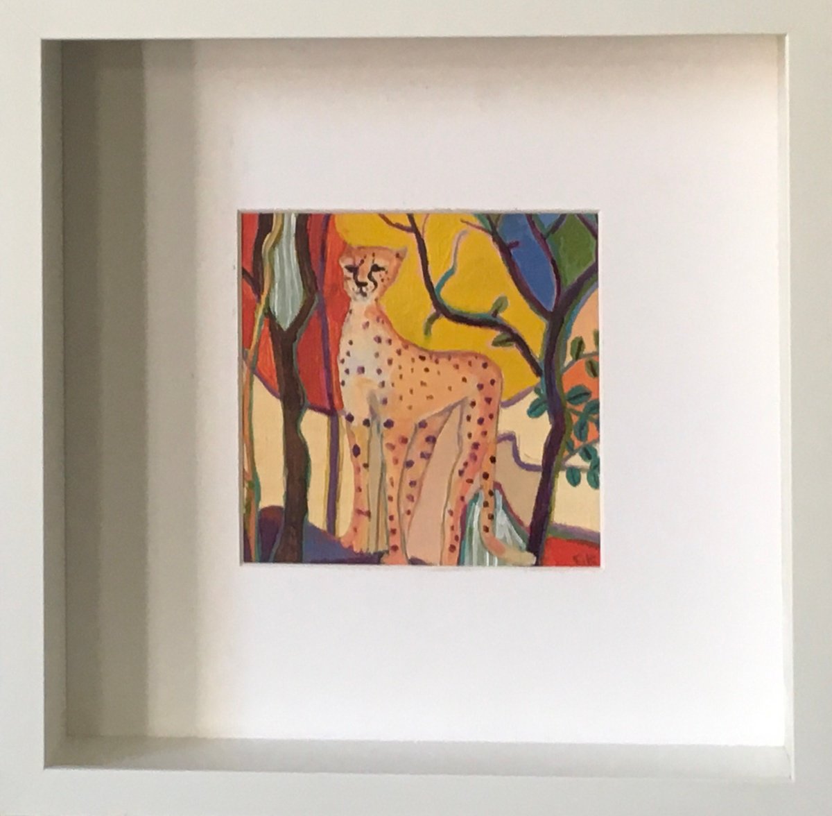 Illustrative Animal Acrylic Painting By Chihiro Kinjo, 11 X 11, The Sun Rises., Original Artwork