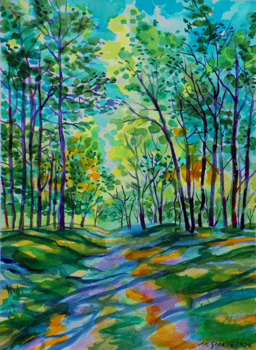 Impressionistic Watercolour , Forest Shadows By Maja Grecic, 11 X 15, Artwork For Sale On Artfinder