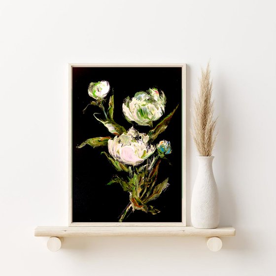 TENDERNESS IN MINIATURE - Peonies, Piony, white flowers, bouquet of piony, delicate bouquet, Garden flowers