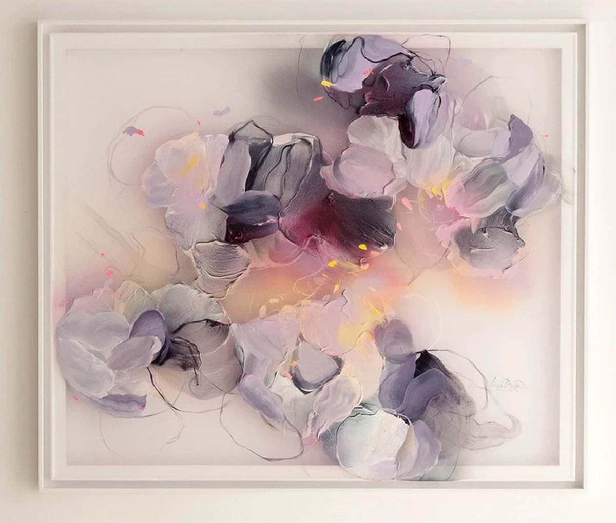 Abstract Acrylic Painting By Anna Maiko, 41 X 35, Floral Poetry, Original Artwork