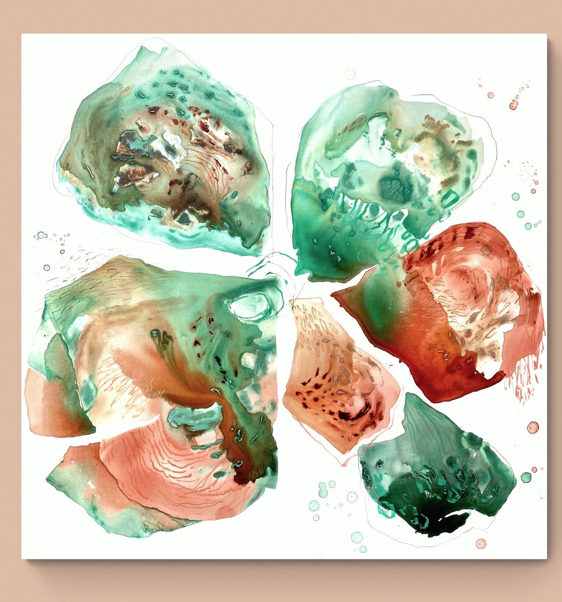 Abstract Painting By Cristina Dalla Valentina, 39 X 39, Fragmenta 4, Original Artwork