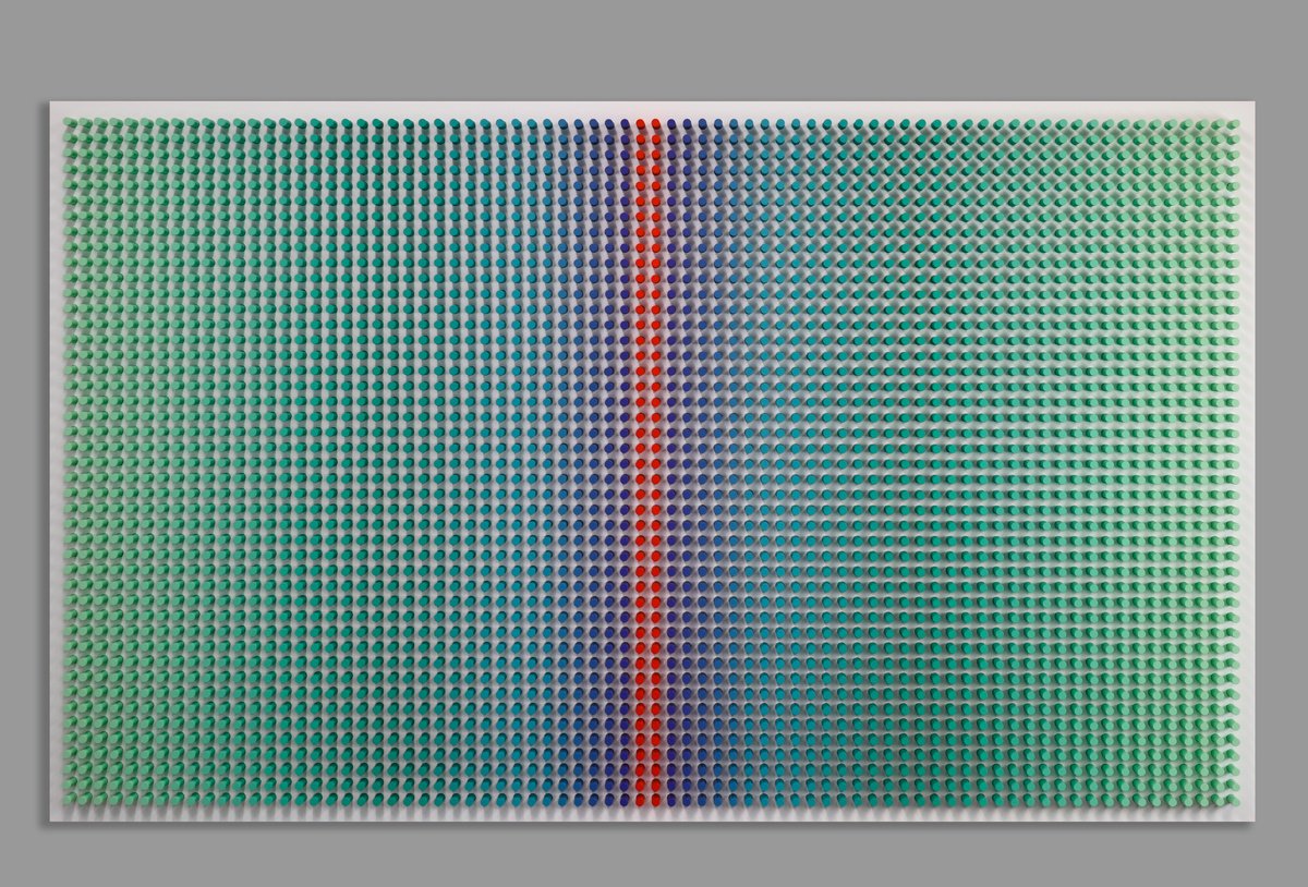 Geometric Abstract Wood Sculpture By Nazar Symotiuk, 59 X 35", Green Screen, Original Artwork