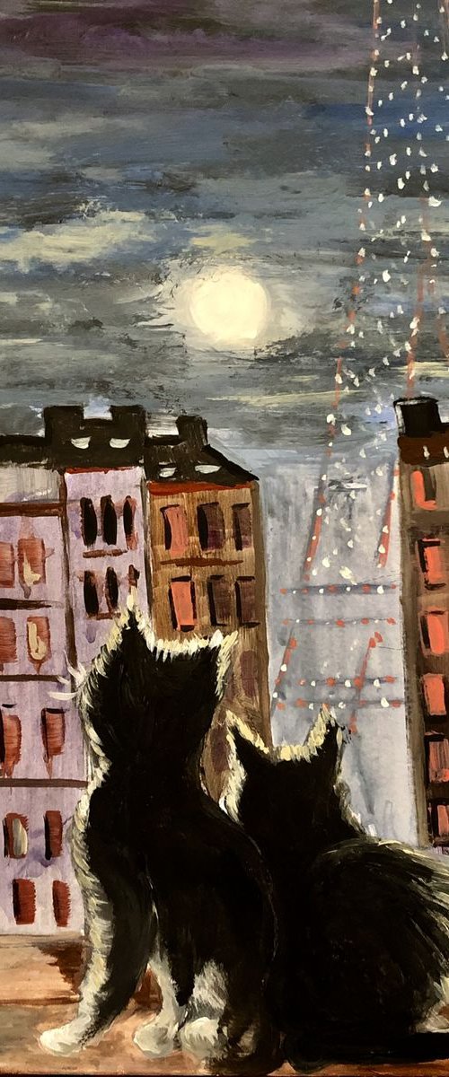 Cats by the window by Inna Montano