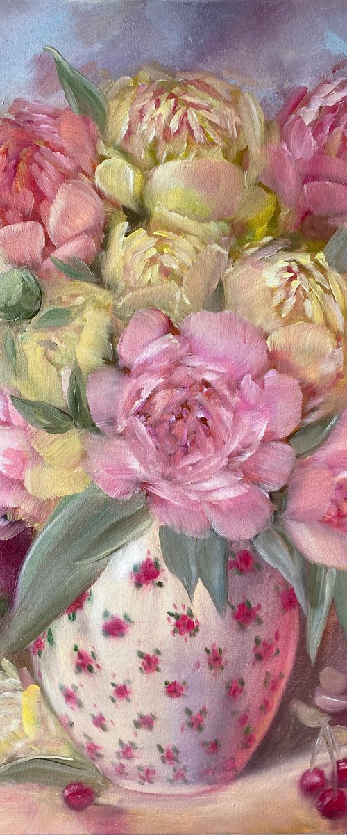 Peonies in the Vase by Anna Lyashenko