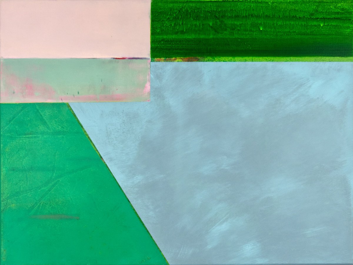 Organic Abstract Acrylic Painting By Katrin Roth, 31 X 24", Playing Field, Original Artwork