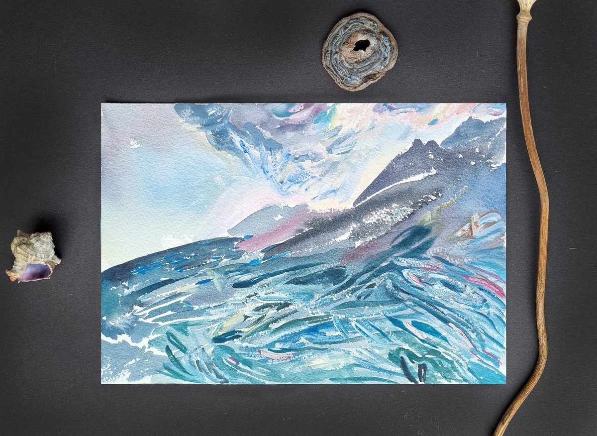 Impressionistic Landscape Watercolour By Daria Galinski, 10 X 7, Seascape. Mediterranean Series #15, Original Artwork