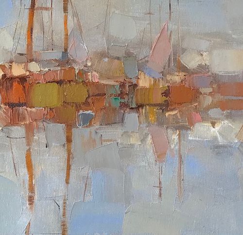 Harbor, Original oil painting, Handmade artwork, One of a kind by Vahe Yeremyan