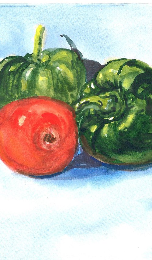 Bell peppers and tomato 2 by Asha Shenoy