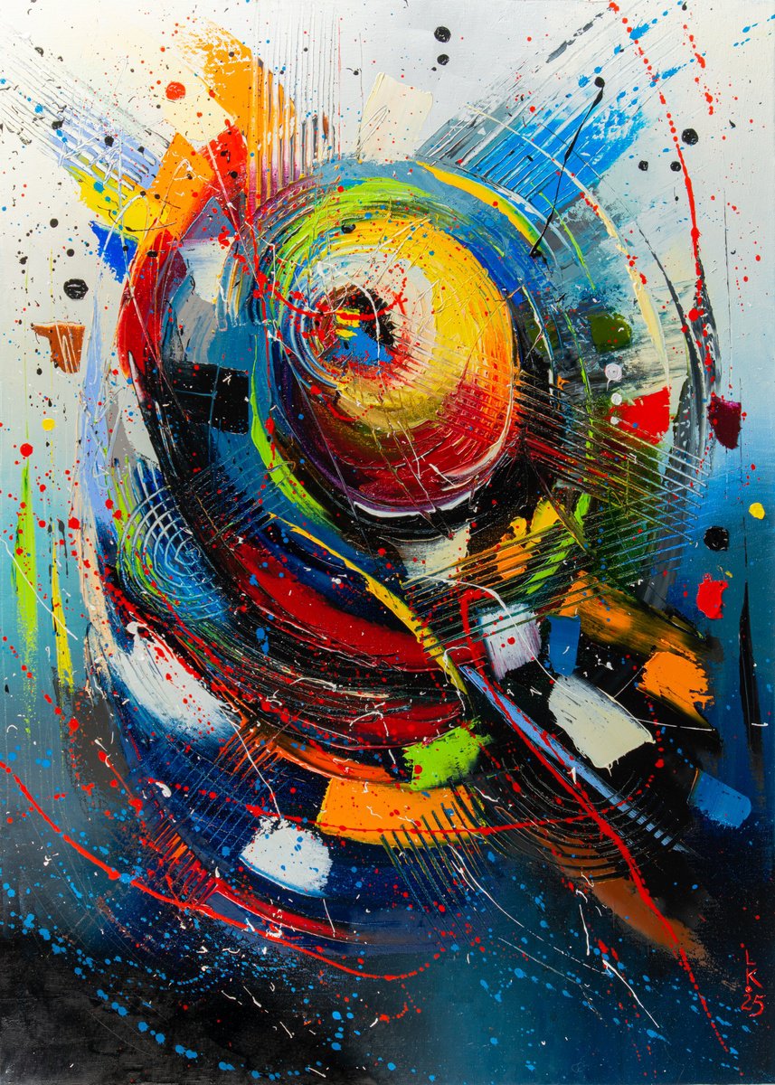 Abstract Oil Painting By Liubov Kuptsova, 20 X 28", Whirlwind Of Emotions, Original Artwork