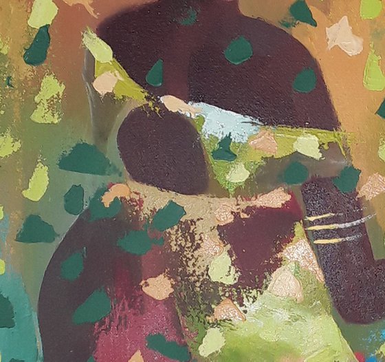 Colorful painting - mother and child,