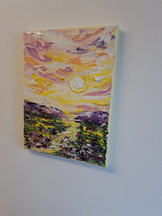 Sunrise impasto painting