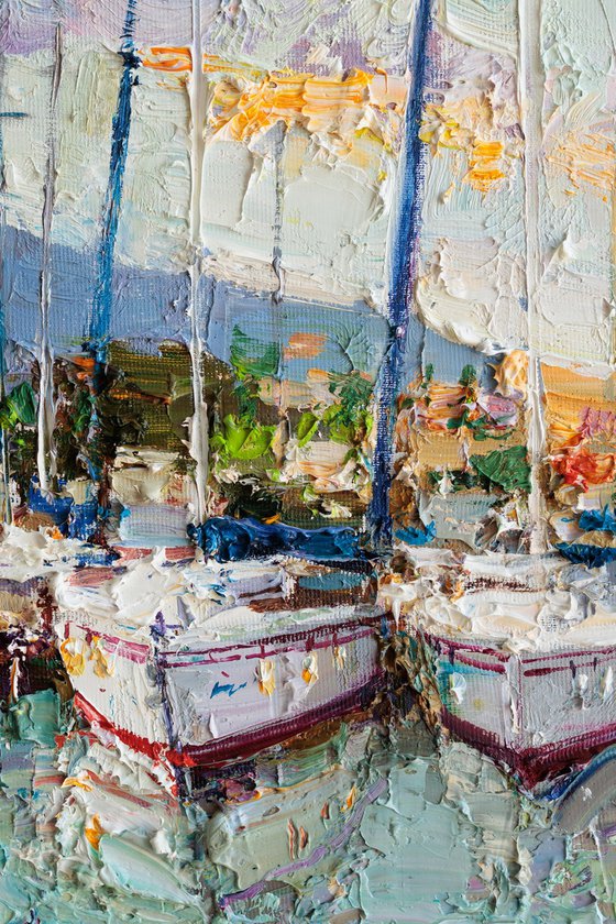 Yachts at sunset
