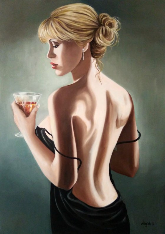 Good night - portrait - woman - erotic - original painting