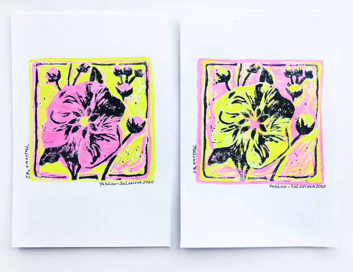 Mallows #1 +Mallows #2 - twisted contemporary and classical mixed-media drawing by Daria Yablon-Soloviova