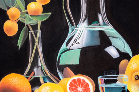 Citrus Fruits and Glass Vessels