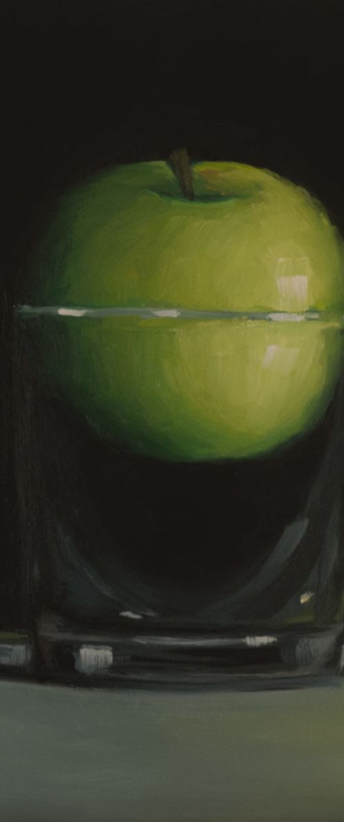 Glass half full #2 - Still life with apple and glass by Damien Venditti