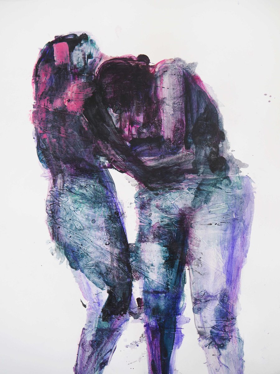 Expressive Portrait Drawing By Cynthia Gregorova, 37 X 57, (Untitled Vi) Cleavage, Original Artwork