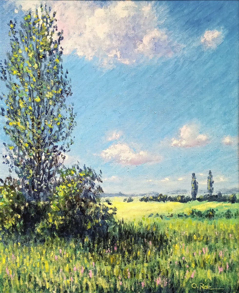 Impressionistic Landscape Oil Painting By Oleh Rak, 20 X 24", Scent Of Spring, Original Artwork