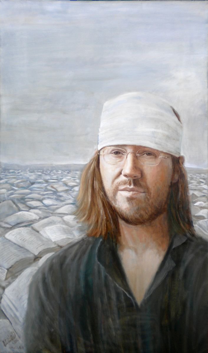 Surrealistic Oil Painting , Portrait Of Dfw By Paolo Beneforti, 28 X 47, Artwork For Sale On Artfinder