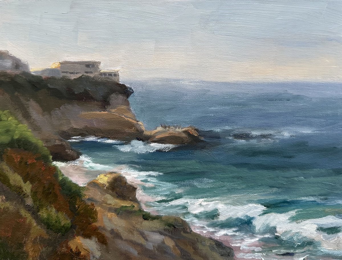 Impressionistic Landscape Oil Painting By Grace Diehl, 8 X 6, Pearl Street, Original Artwork