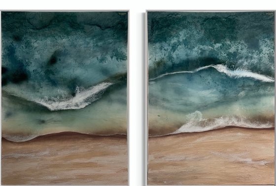 Whitsundays green beige golden sand set of 2