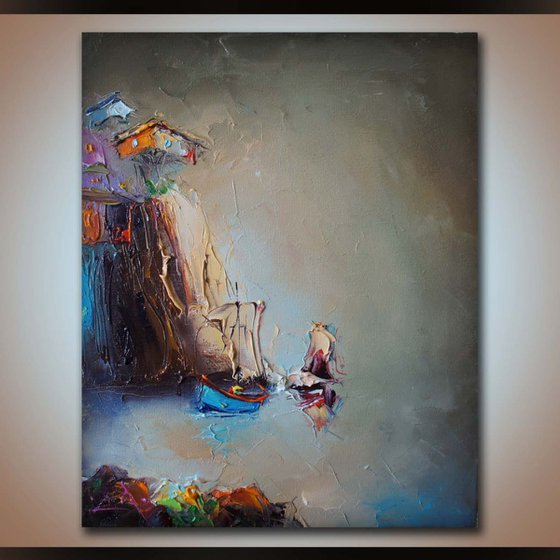 The coasts of memory, Oil Painting Landscape, Free Shipping