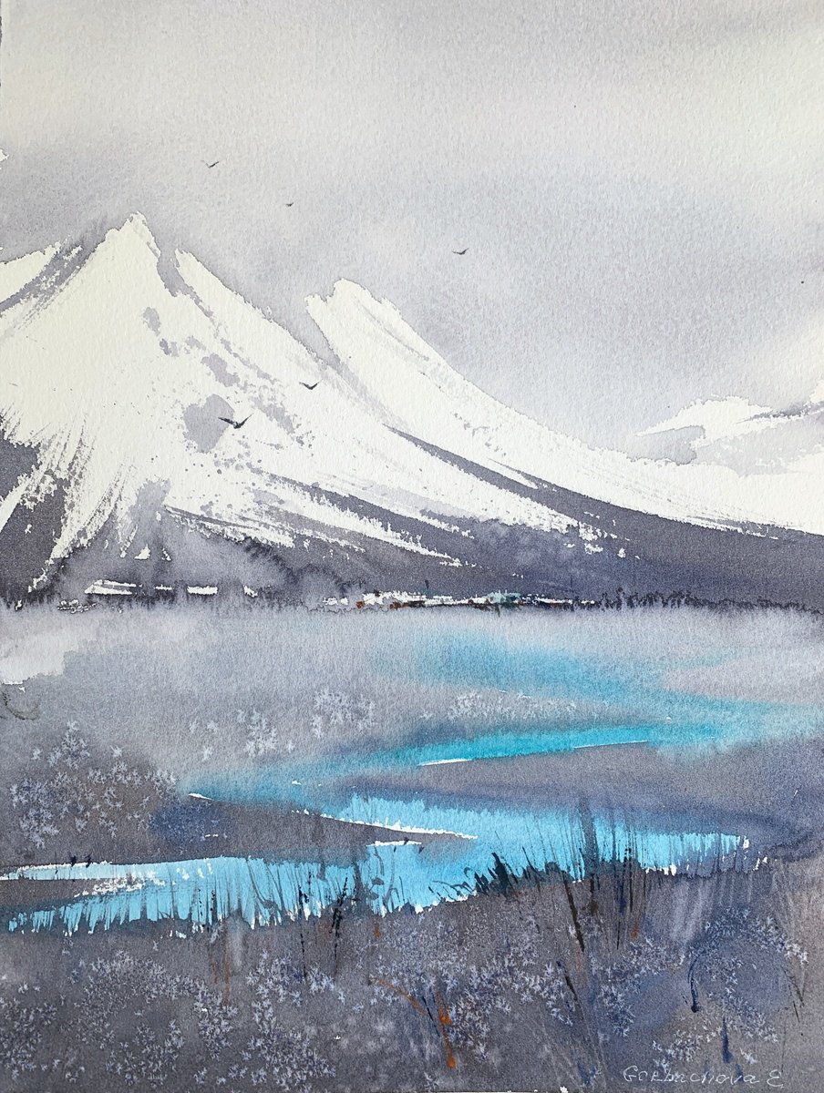 Impressionistic Watercolour , Mountain River #19 By Eugenia Gorbacheva, 9 X 12, Artwork For Sale On Artfinder