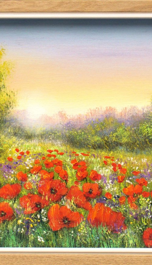 Sunset on the poppy field by Ludmilla Ukrow