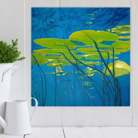 WATER LILIES, NO. 5 | ORIGINAL OIL PAINTING ON CANVAS