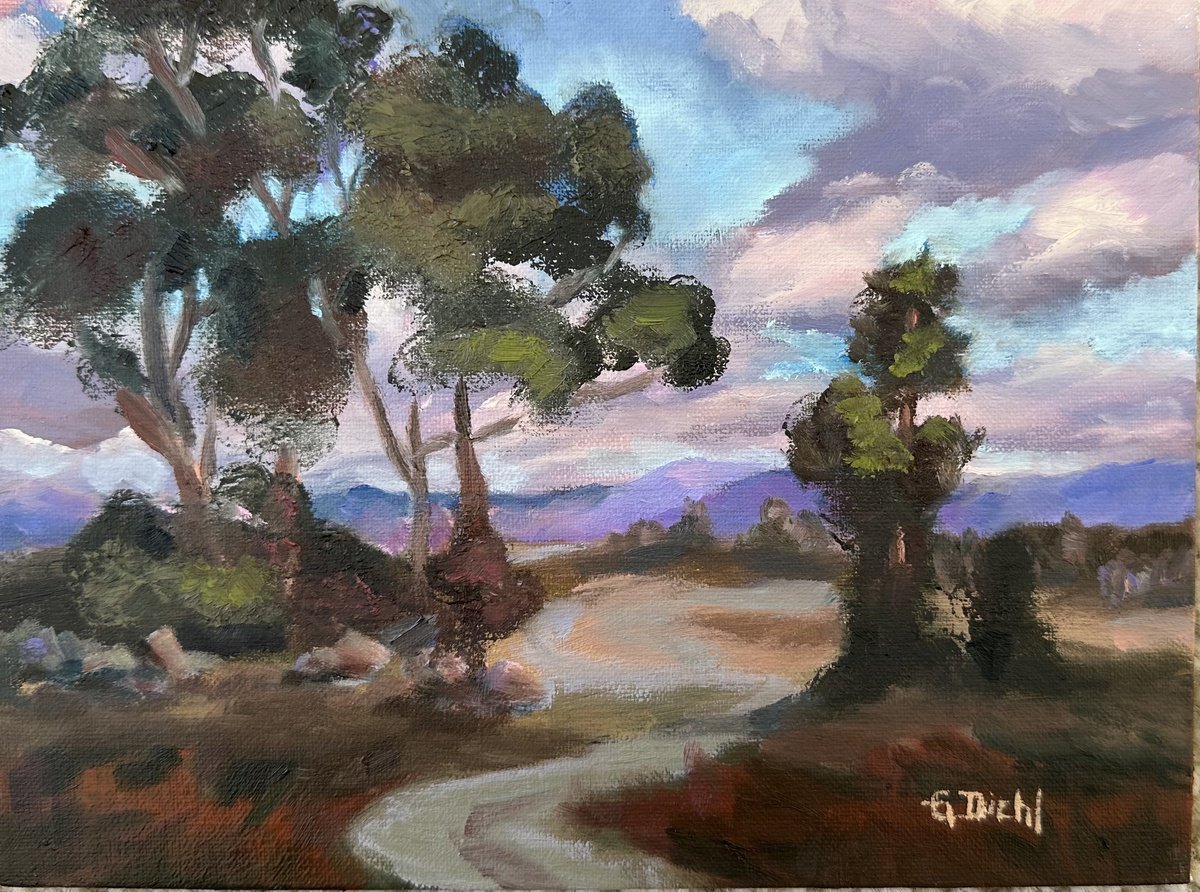 Impressionistic Landscape Oil Painting By Grace Diehl, 8 X 6, Winding Path, Original Artwork