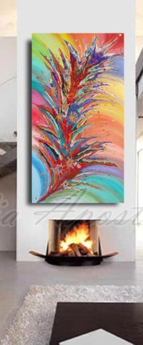 Floral Abstract Art, Colorful Flower Painting, Spring, Landscape, Home Decor, Contemporary Modern Artwork ''Dreaming of Spring'' by Julia Apostolova