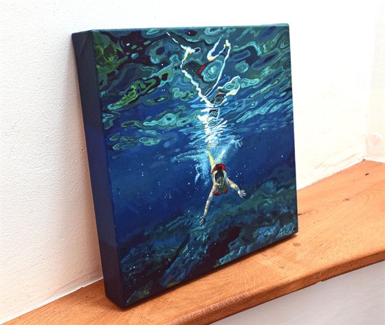 Underneath XXVIII - Miniature swimming painting