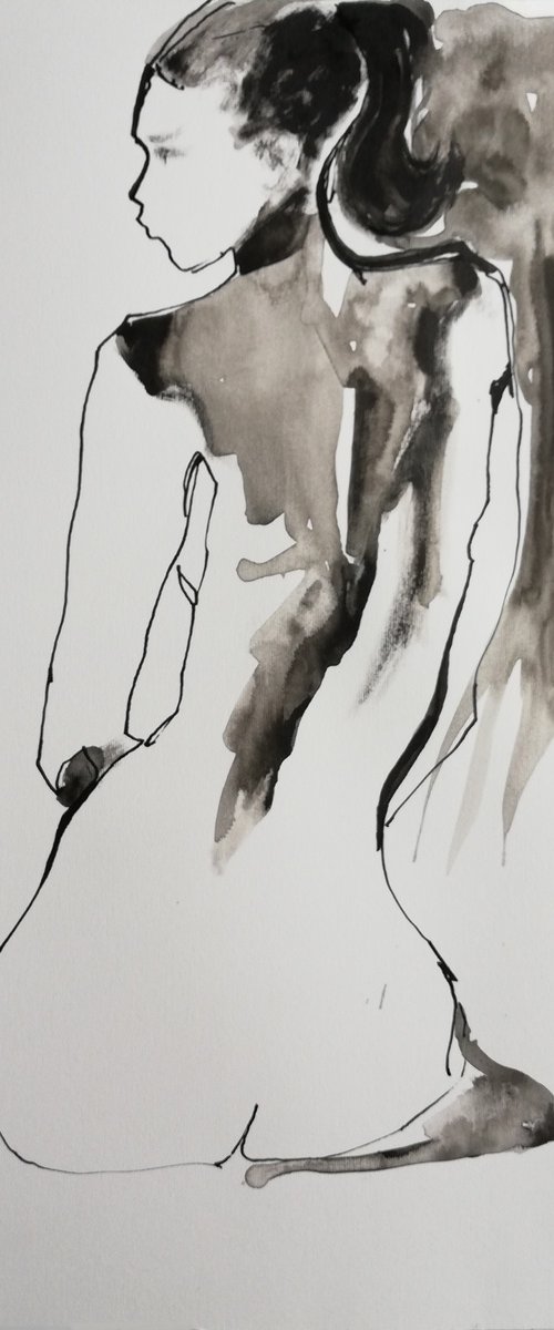 Slim Nude: Back View by Jelena Djokic