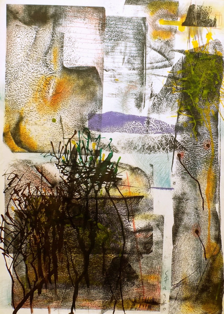 Abstract Drawing , Abstract Landscape-Vii By Stanislav Bojankov, 20 X 28, Artwork For Sale On Artfinder