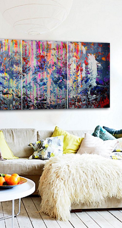 180x90cm. / Abstract triptych / Abstract 124 by Alex Senchenko