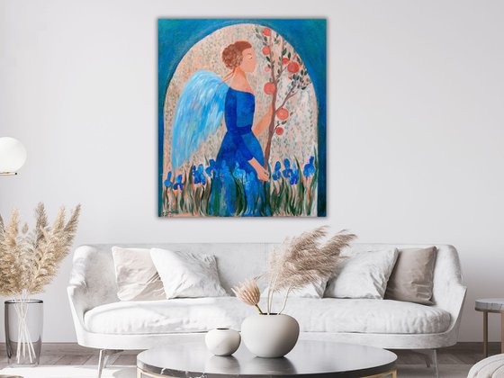 Angel Painting - SECRET GARDEN, oil on canvas - 40*34in