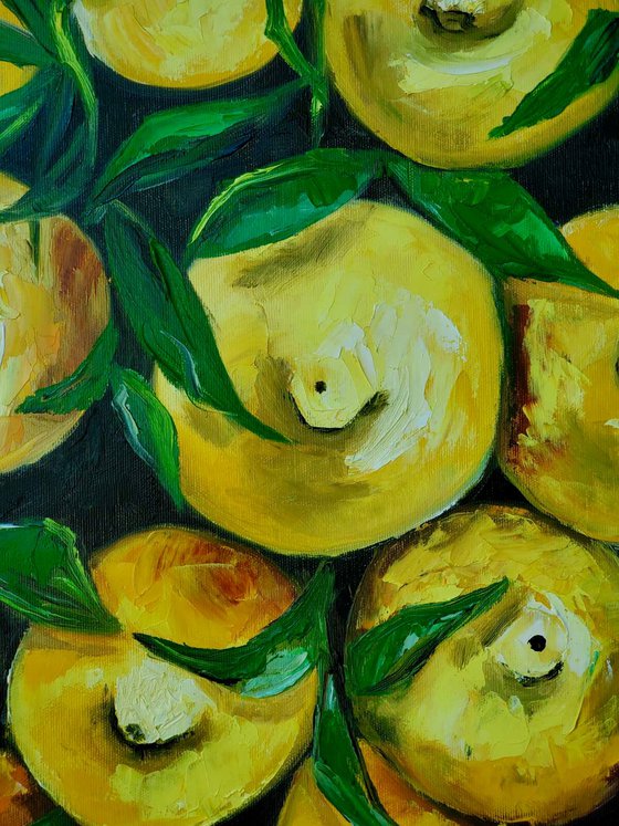 Lemons, oil painting, still life