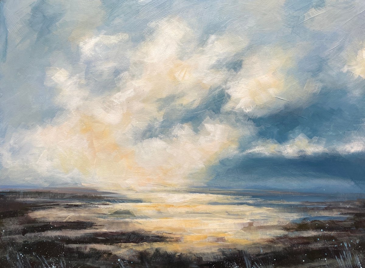 Impressionistic Landscape Acrylic Painting By Helen Mount, 31 X 24, Melody Of Light, Original Artwork