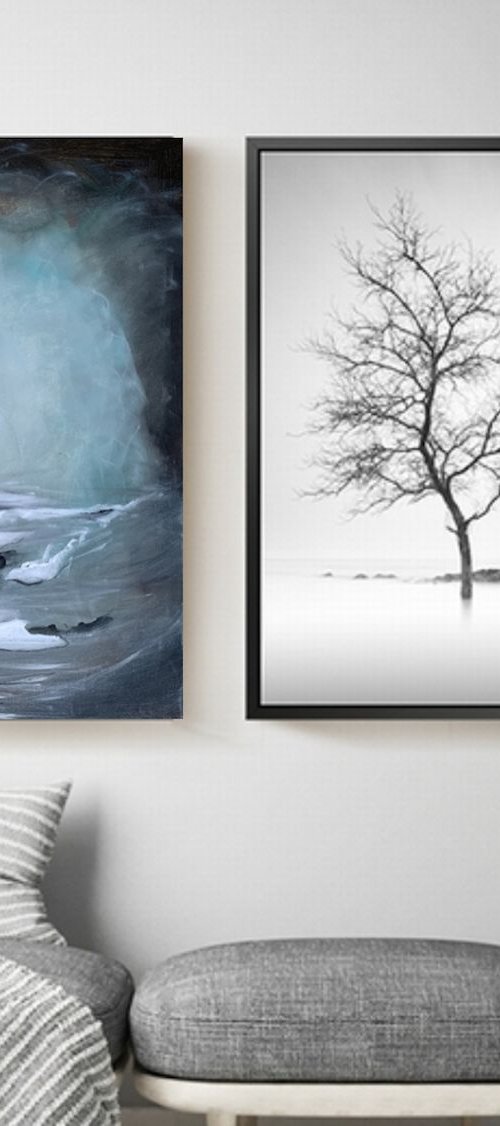 Moon, Moody Paintings, Painting on Canvas, One-of-a-kind Gift Ideas, Bedroom Decor, Home Decor, Large Wall Art Gift Ideas, Original Artwork, Dark Background by Kumi Muttu