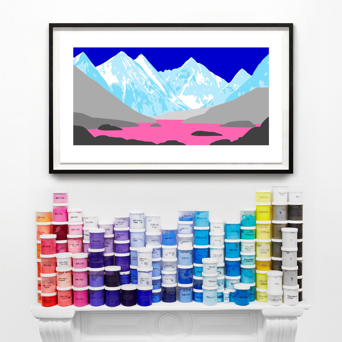 Graphic Landscape Print By David Wightman, 40 X 23, Ariel, Original Artwork