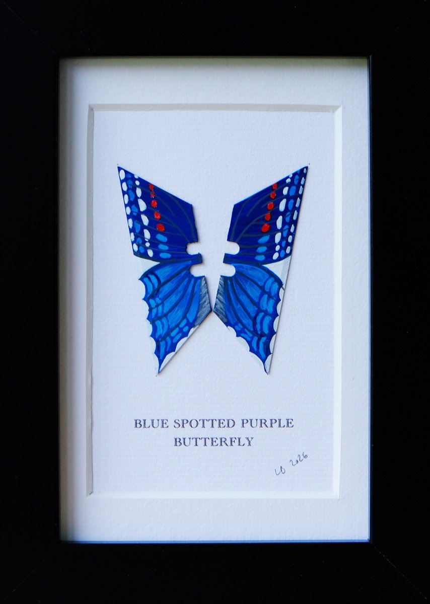 Photorealistic Collage , Blue-Spotted Purple Butterfly By Lene Bladbjerg, 5 X 7, Artwork For Sale On Artfinder