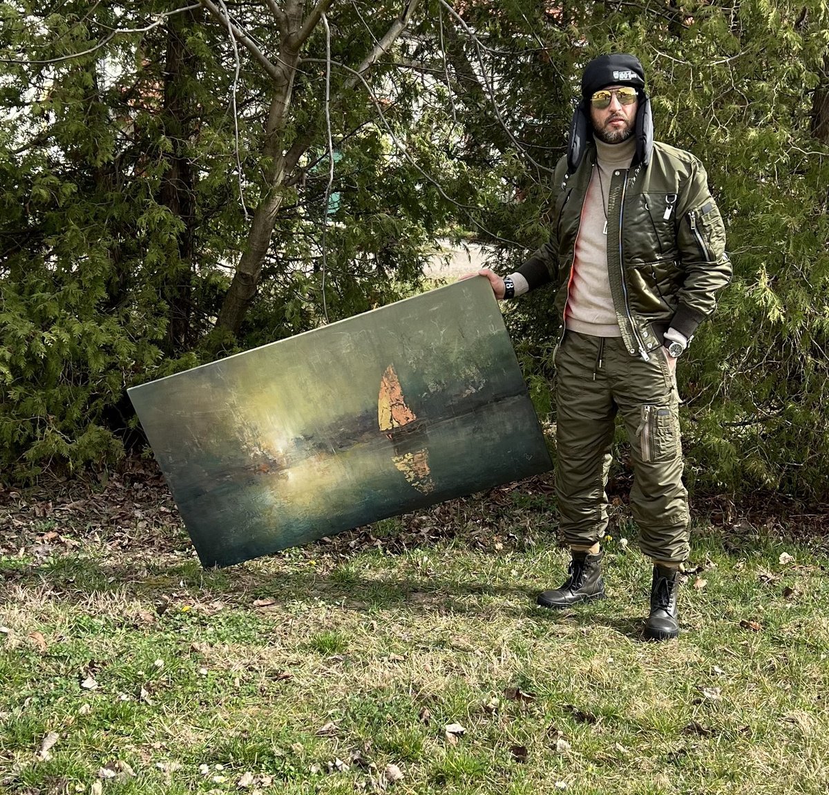 Abstract Landscape Oil Painting By Ivan Grozdanovski, 51 X 28, Harbor Of Destroyed Dreams, Original Artwork