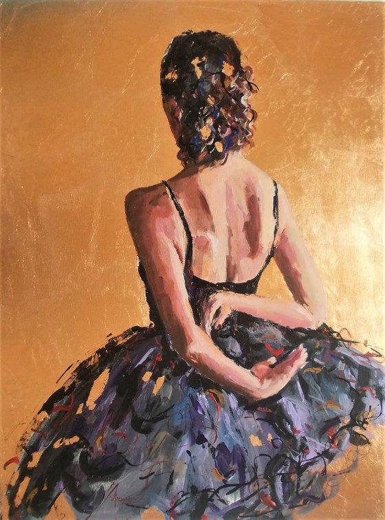 Thoughts of the Dance- Ballerina Acrylic Mixed Media on Canvas