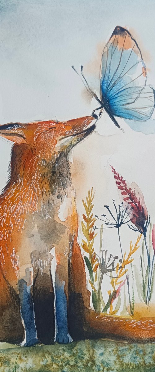 Fox And Butterfly by Evgenia Smirnova