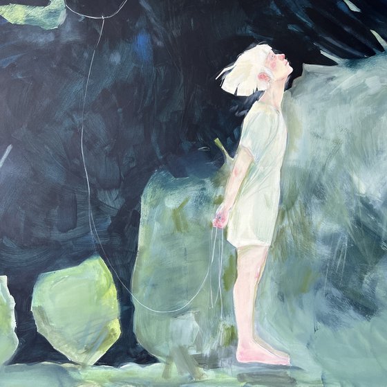 I will not come alone. Black swan. 110x110cm